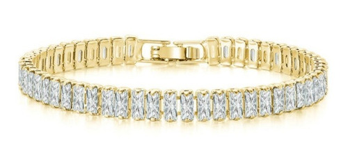 Pulseira Bracelete Dourada Pedra Zircônia Noiva Debutante