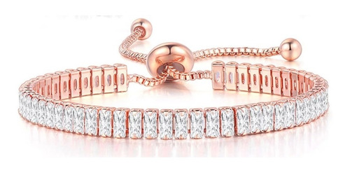Pulseira Bracelete Dourada Rosê Com Zircônia Noiva Debutante