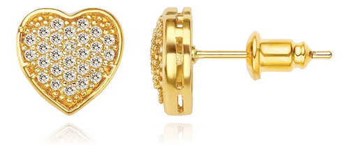 Brinco Pedra Zirconia Coração F Ouro Semi Joia Noiva Festa