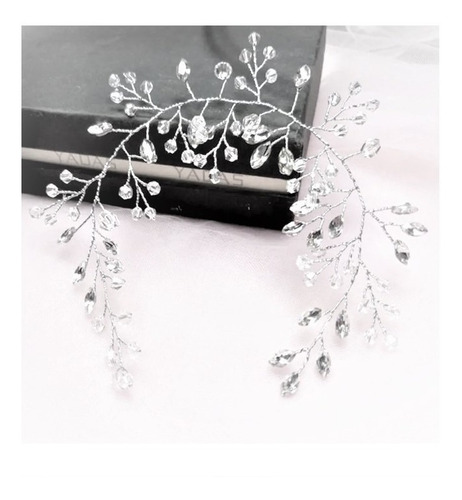 Tiara Arranjo Enfeite Cabelo Noiva Fio Pérola Strass Prata