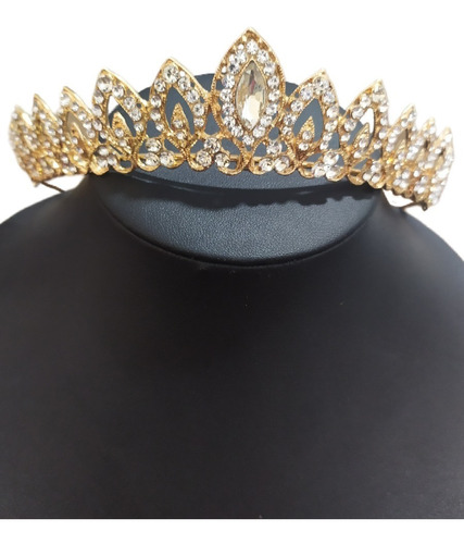Coroa Tiara Arranjo Cabelo Noiva Strass Dourada Ouro