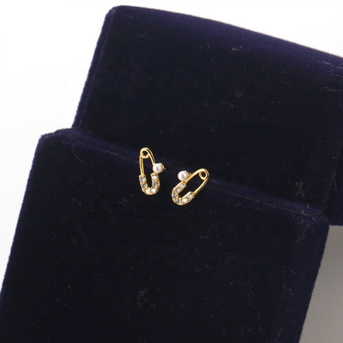 Brinco Infantil Pedra Zirconia Dourado Prata 2 Furo Alfinete