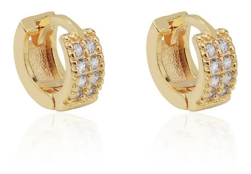 Brinco Argola Dourado Pedra Zirconia Cartilagem 6mm Folheado