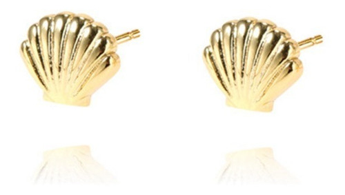 Brinco Concha Do Mar Moda Praia Dourado Folheado A Ouro 18k