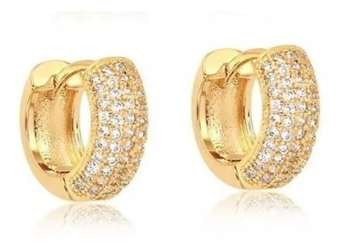 Brinco Argola Cravejada Micro Zircônia Largo 10 Mm