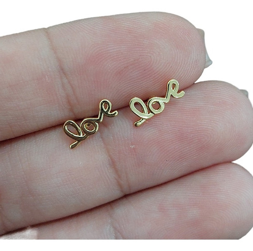 Brinco Love 2 Furo Infantil Pequeno Delicado Antialérgico