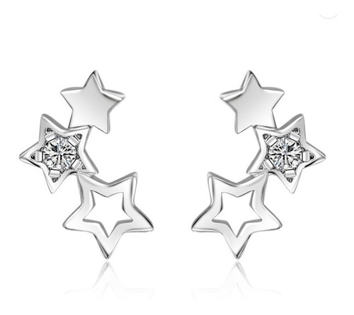 Brinco Infantil Pequeno Estrela Pedra Zirconia F Prata