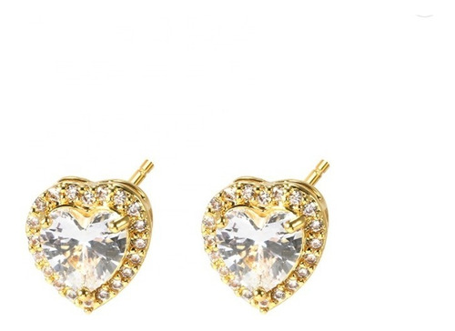 Brinco Zirconia Coração Infantil Daminha Folheado Pequeno