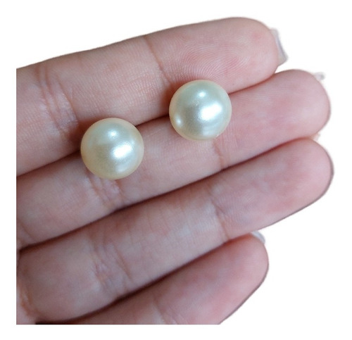 Brinco Pérola Noiva Dourado Folheado Ouro 18k Grande 10 Mm