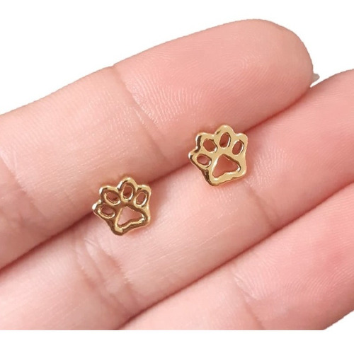 Brinco Pet Patinha 2 Furo Infantil Pequeno Delicado Folheado