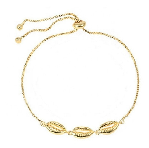 Pulseira Bracelete Dourada Búzios Fundo Do Mar Gravatinha