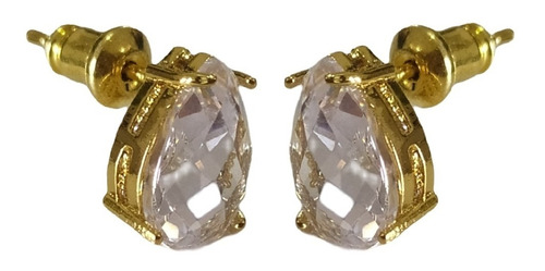 Brinco Zirconia Gota Dourado Dama Daminha F. Ouro Luxo