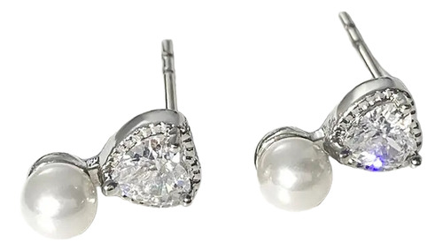 Brinco Zirconia Coração Pérola Infantil Dama Daminha Banhado