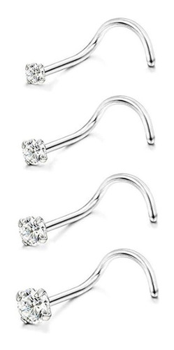 Piercing Nariz Nostril Aço Pedra Zirconia 3mm Pt De Luz