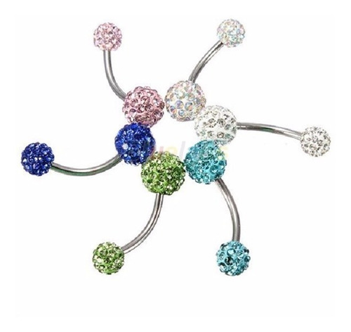 Piercing De Umbigo Prata Strass Branco Duplo Aço Barato
