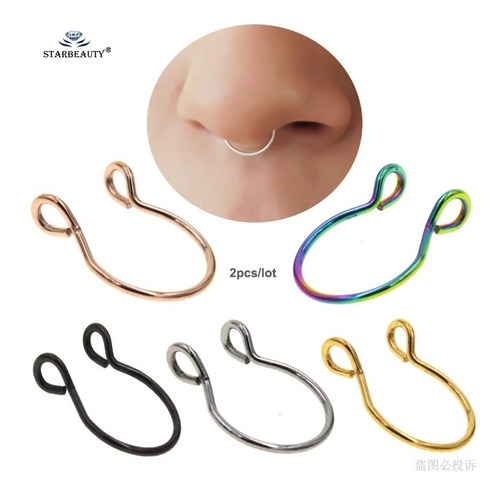 Piercing Nariz Septo Argola Falso Dourado Prata Preto Aço