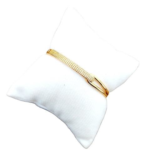 Pulseira Bracelete Dourada Com Pedra Zircônia Noiva Semijoia