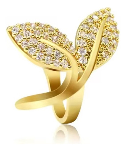 Piercing Argola Falso Fake Pedra Zirconia Folheado Folhas