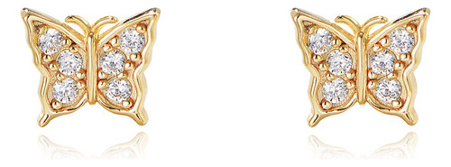 Brinco Borboleta Zirconia Dourado Dama Daminha Banhado Ouro