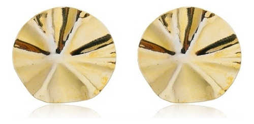 Brinco Chapa Pequeno Redondo Delicado Folheado A Ouro 18k