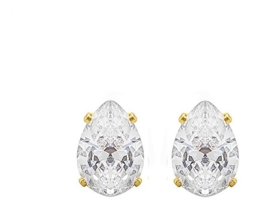 Brinco Daminha Dama Pedra Zirconia Dourado Gota F. Ouro 8mm