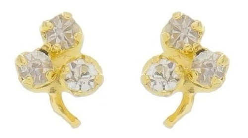 Brinco Dourado Infantil Folheado Ouro Uva Strass 2 Furo Peq