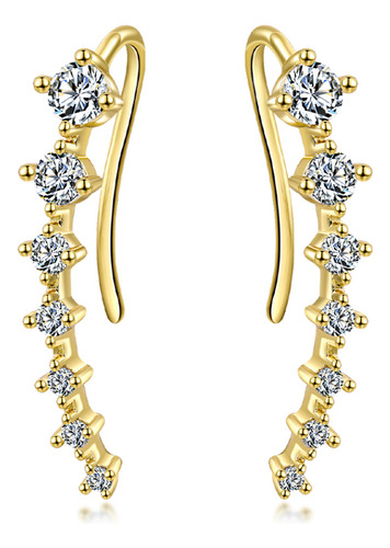 Brinco Ear Cuff Noiva Pedra Zirconia Dourado Debutante Festa