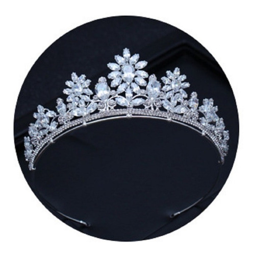Coroa Tiara Porta Coque Noiva Strass E Zirconia Prata Luxo