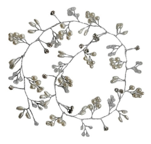 Tiara Arranjo Cabelo Noiva Pérola Fio Strass Dourado Prata