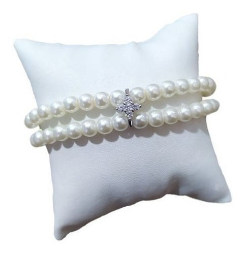 Pulseira Bracelete Prata Zircônia E Pérola Noiva Debutante