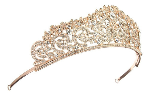 Coroa Tiara Noiva Dourada Prata Ou Rose Strass Debutante