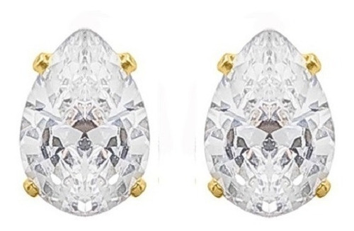 Brinco Noiva Pedra Zirconia Dourado Gota Festa Brilho 14 Mm