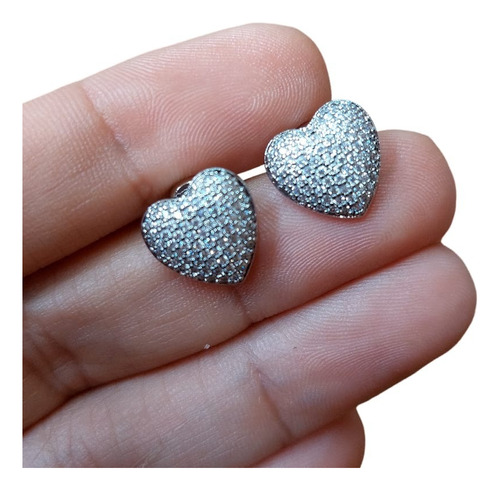 Brinco Noiva Festa Coração Pedra Zirconia  Folheado Ouro 18k