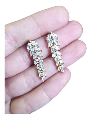 Brinco Noiva Pedra Zirconia Dourado Ou Prata Gota Debutante