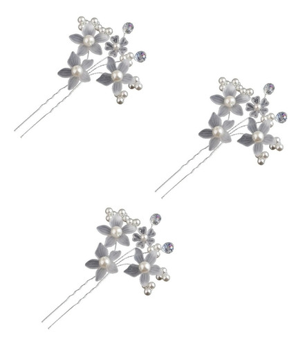 3 Arranjo Enfeite Cabelo Noiva Perola Dama Daminha Debutante