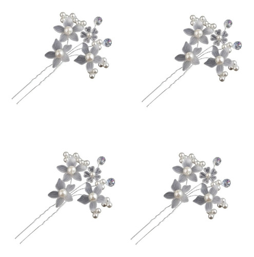 4 Arranjo Enfeite Cabelo Noiva Perola Dama Daminha Debutante