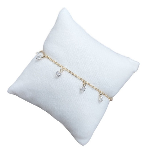 Pulseira Bracelete Dourada  Banhado A Ouro Zirconia Coração