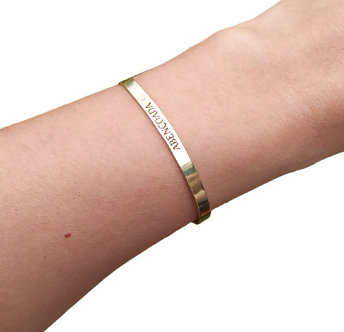 Pulseira Bracelete Dourada F. Ouro Pedra Zircônia- Abençoada