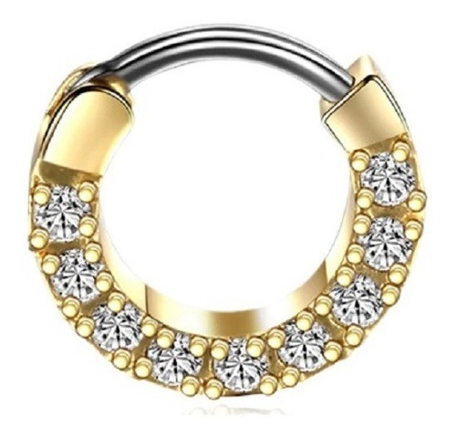 Piercing Nariz Septo Dourado Pedra Zirconia Daith Aço 8,5 Mm