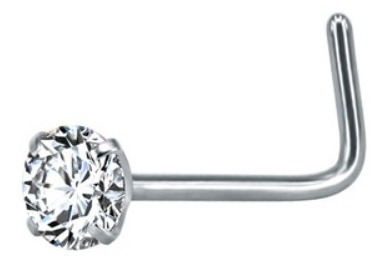 Piercing Nariz Nostril Pedra Zirconia 2 Mm Pt De Luz Haste L