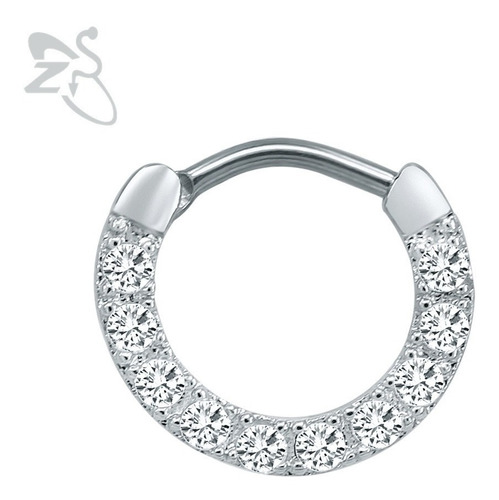 Piercing Nariz Septo Prata Pedra Zirconia Daith Aço 10 Mm