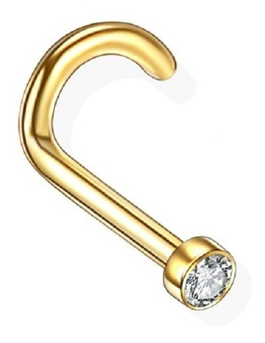 Piercing Nariz Nostril Dourado Pedra Zirconia 2 Mm Pt De Luz