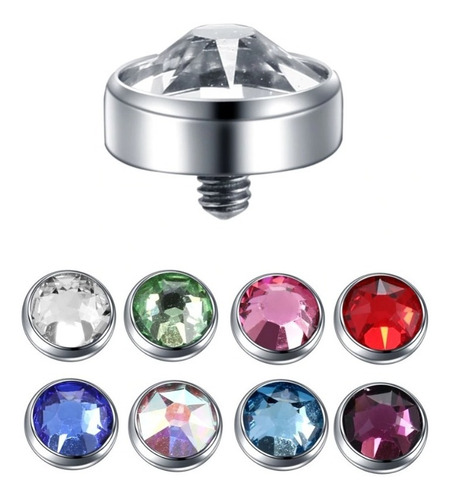 Piercing Microdermal Titanio G23 Pedra 3 Mm Topo Azul Escuro