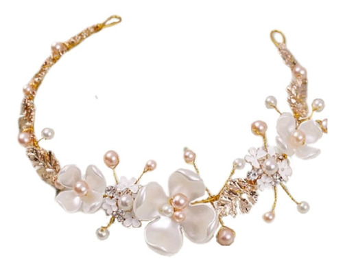 Arranjo Enfeite Cabelo Noiva Dama Dourado Ouro Strass Perola