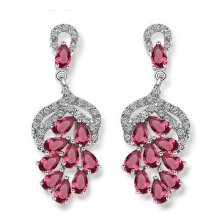 Brinco Noiva Zirconia Rosado Prata Festa Madrinha Formatura