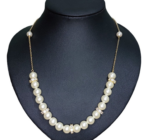 Colar Perola Grande Zirconia Noiva Festa Madrinha Mãe