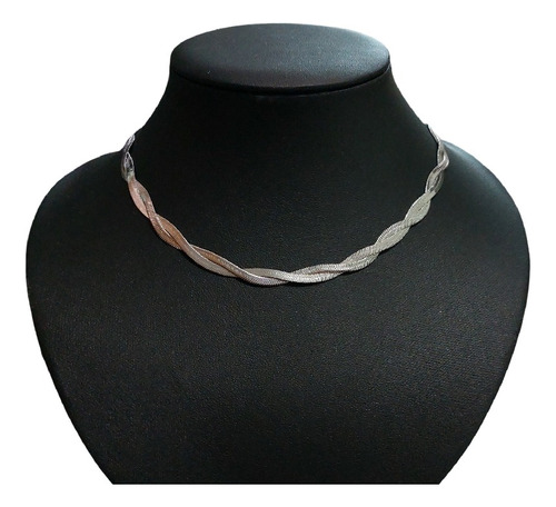 Colar Fita Trançado Duplo Largo Dourado Ou Prata Aço Inox