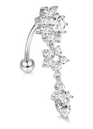 Piercing De Umbigo Dourado Rosê Prata Pendurado Invertido