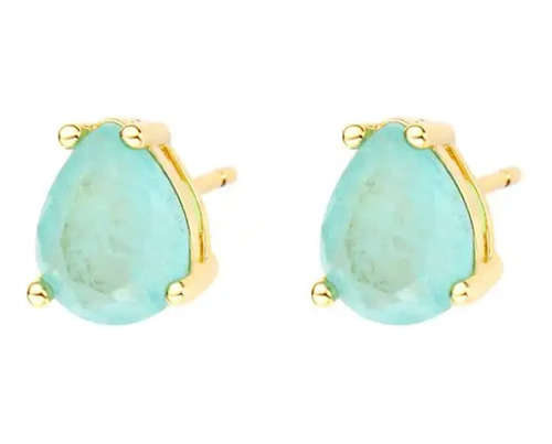 Brinco Gota Pedra Zirconia Fusion Ice Festa Verde F. Ouro