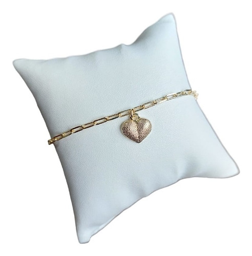 Tornozeleira Cartie Grossa Pingente Coração F. Ouro 18k